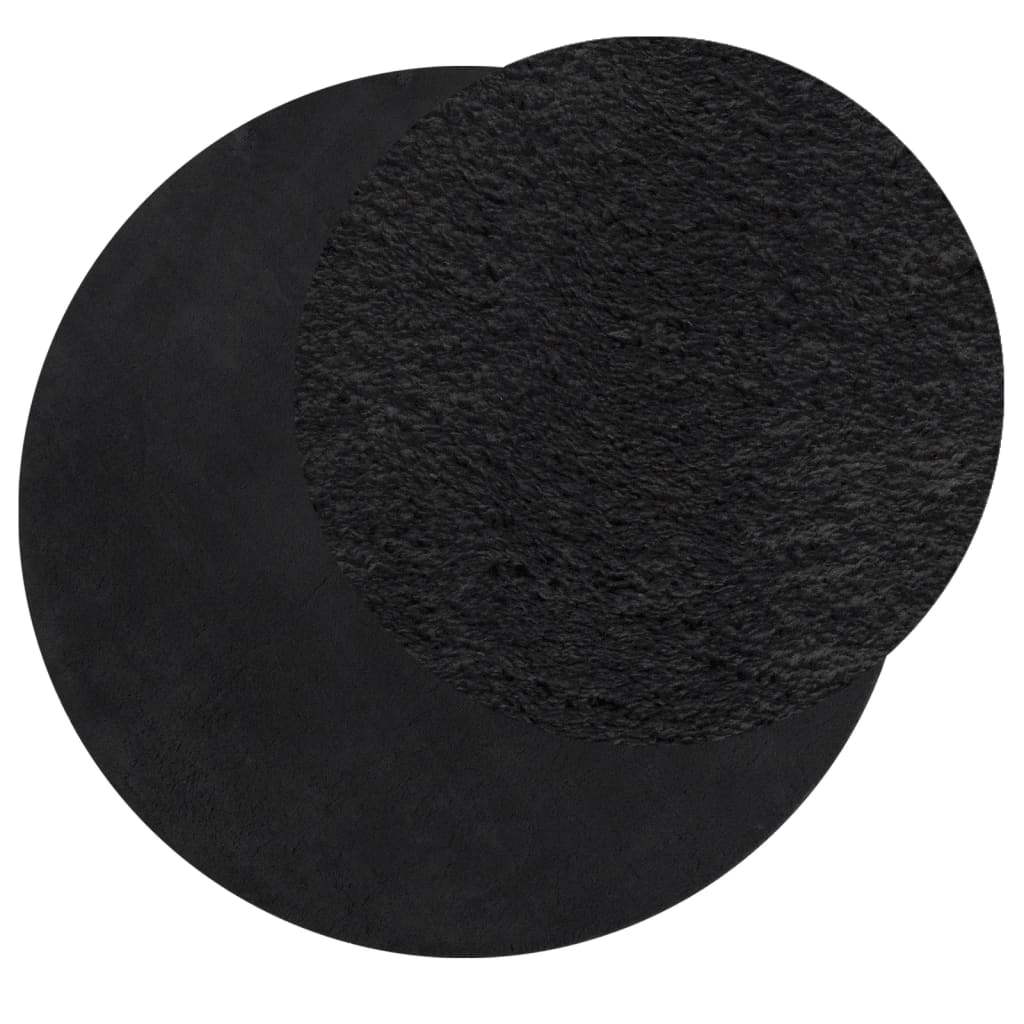 Tapete pelo curto macio e lavável huarte ø 200 cm preto
