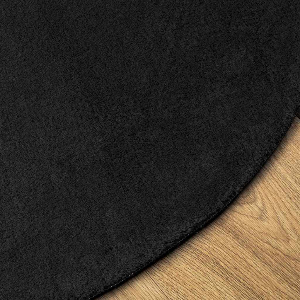 Tapete pelo curto macio e lavável huarte ø 200 cm preto