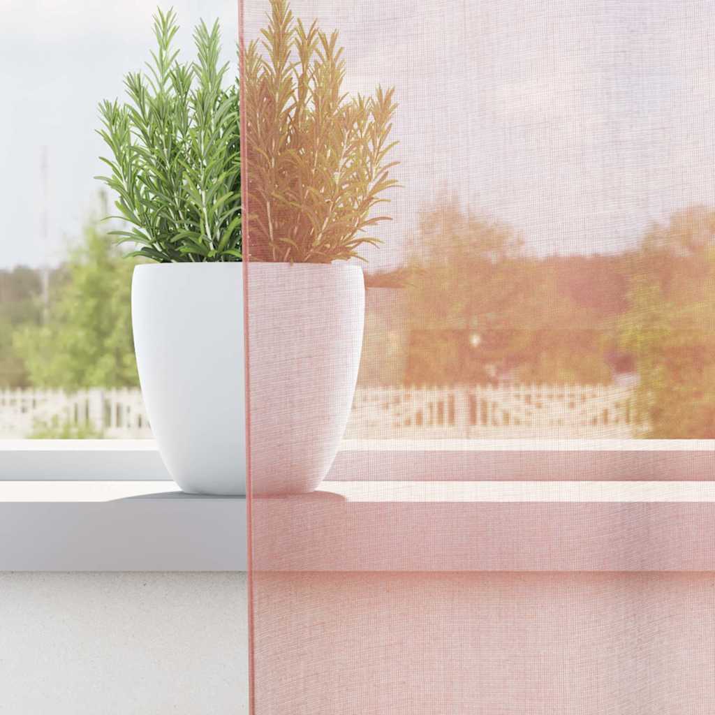 Cortinas de voile com bolsos para varão 2 pcs rosa