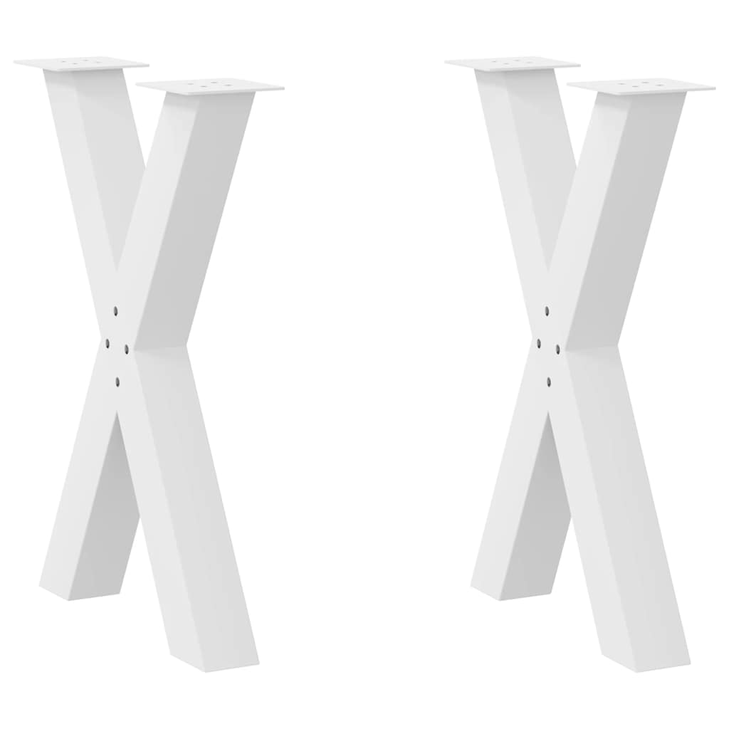 Pés para mesa de jantar em formato de x, 2 peças, branco, 50x(72-73) cm, aço