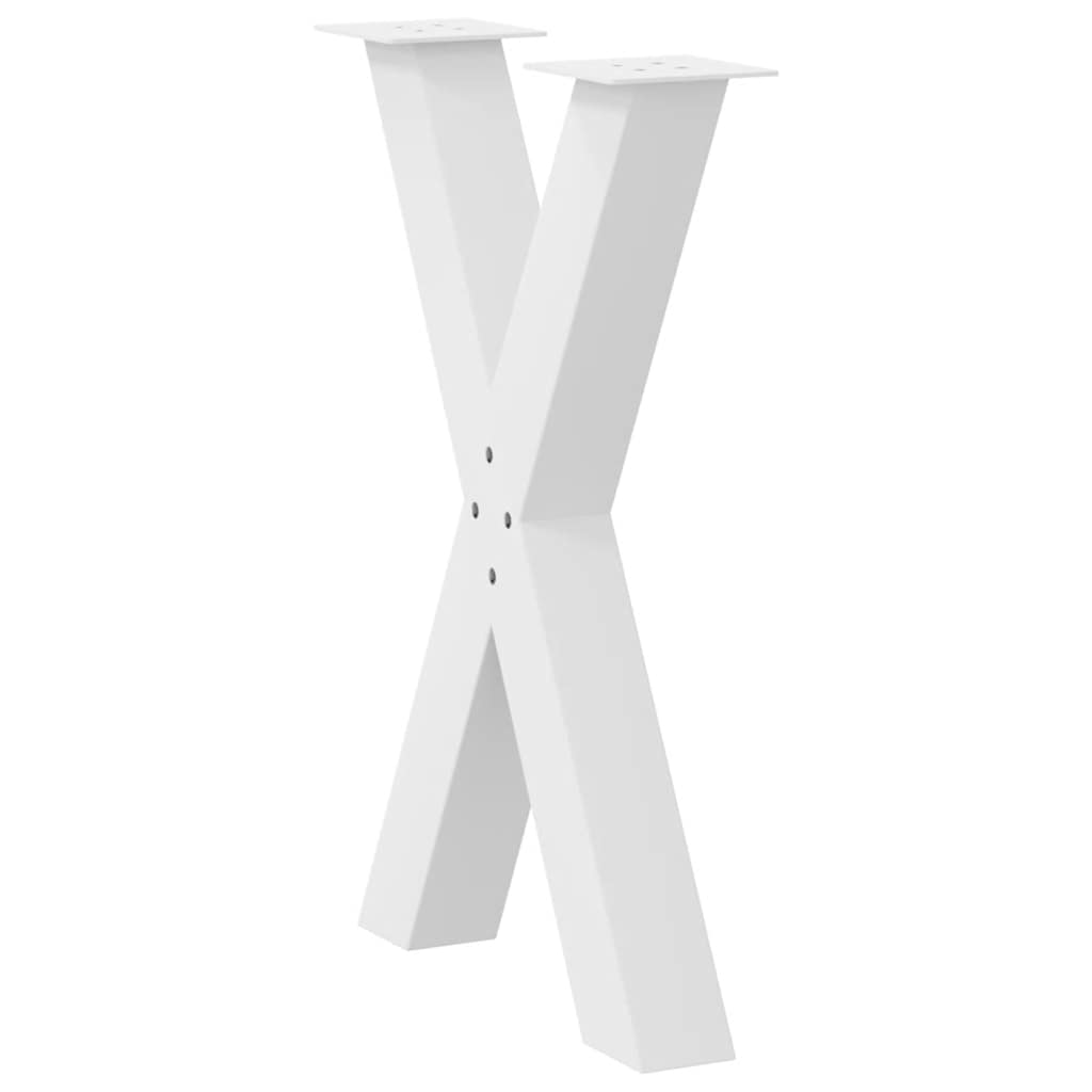 Pés para mesa de jantar em formato de x, 2 peças, branco, 50x(72-73) cm, aço