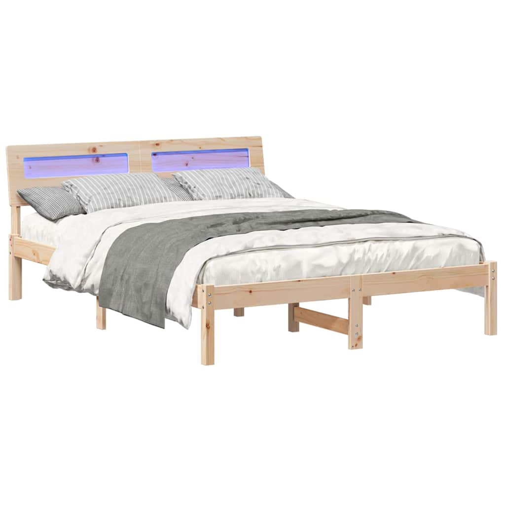 Estrutura da cama com cabeceira castanho 135 x 190 cm