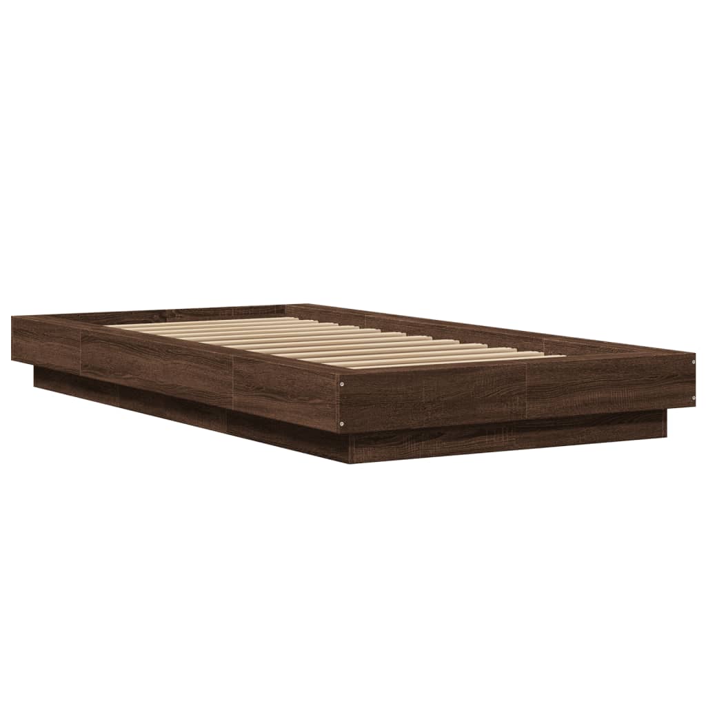 Estrutura de cama 75x190 cm derivados madeira carvalho castanho