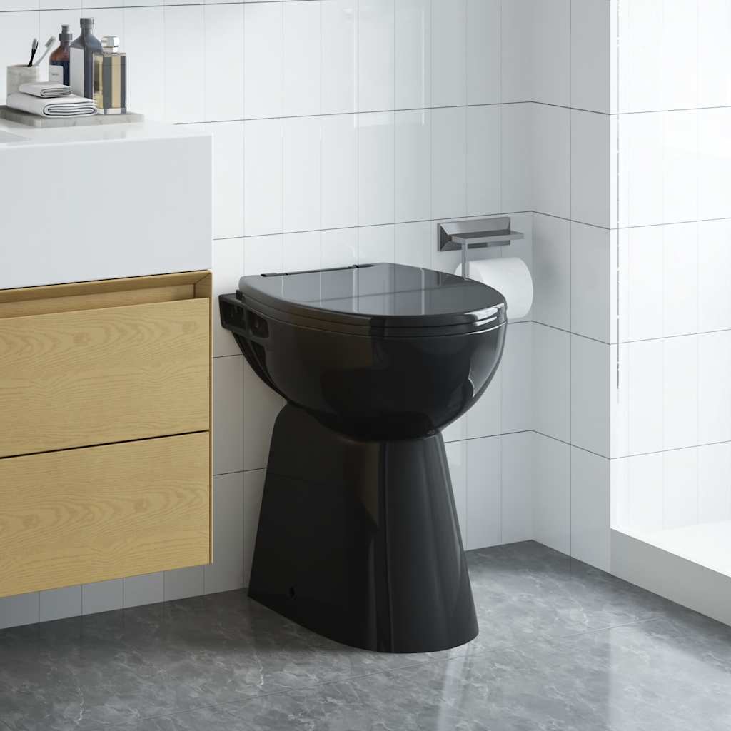 Sanita sem rebordo 7 cm altura extra fecho suave cerâmica preto
