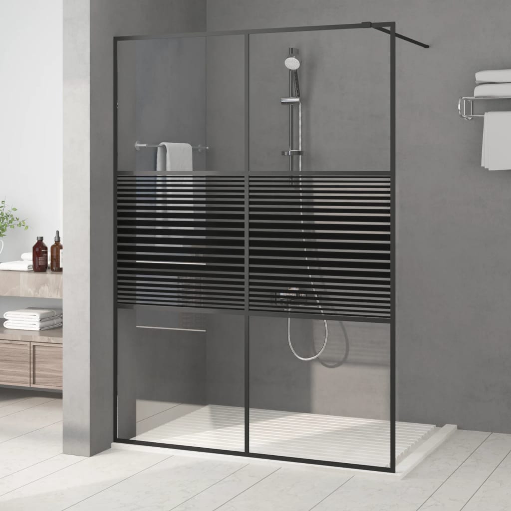 Divisória de chuveiro 140x195 cm vidro transparente esg preto