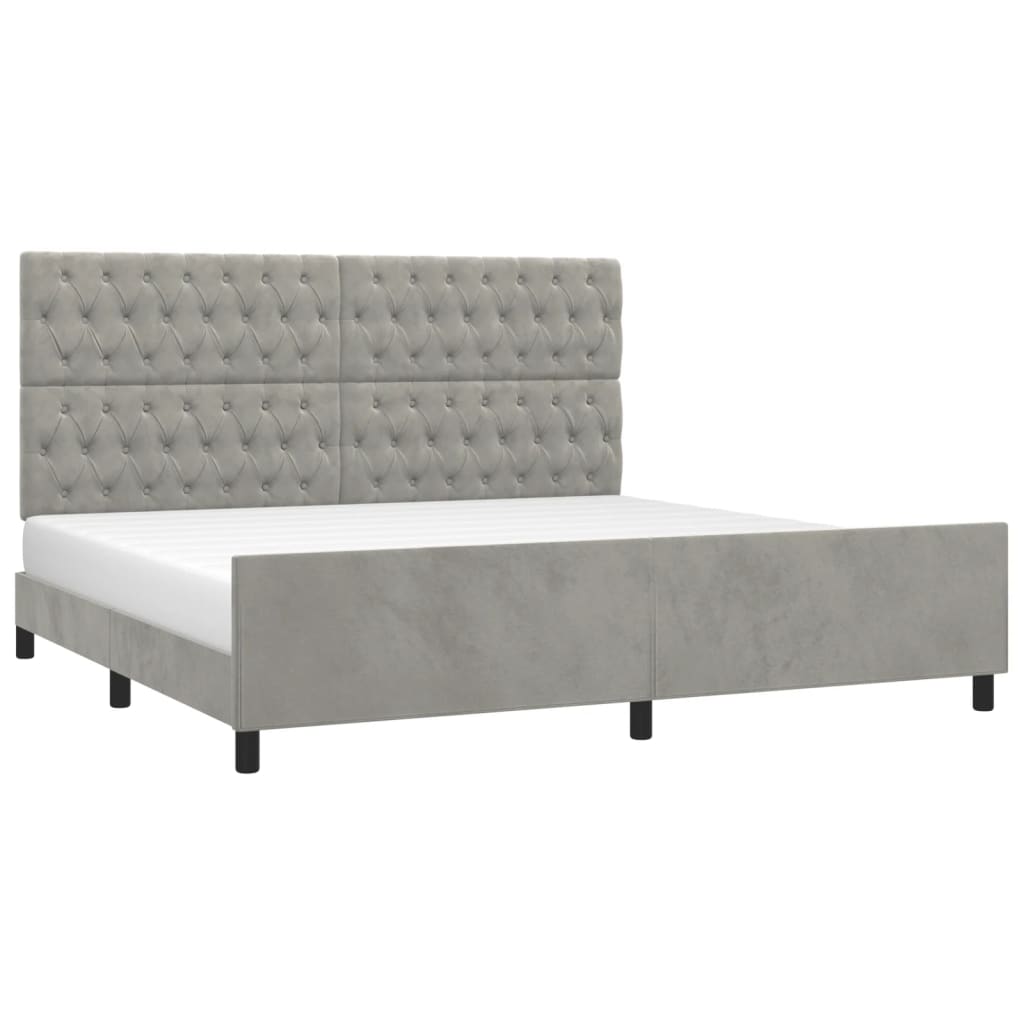 Estrutura de cama sem colchão 200x200 cm veludo cinzento-claro