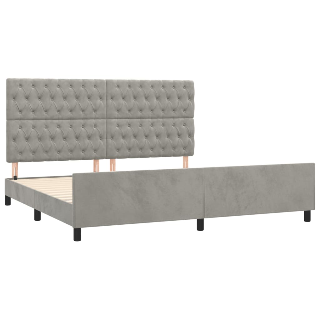 Estrutura de cama sem colchão 200x200 cm veludo cinzento-claro