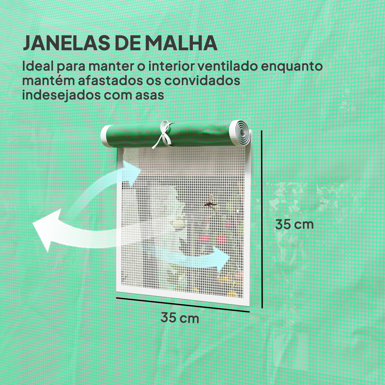 Estufa tipo túnel 296x196x200 cm estufa de jardim com 3 portas e 6 janelas enroláveis teto curvo para cultivo verde