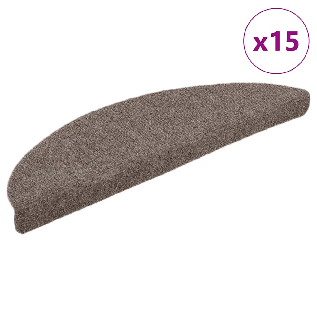 Tapetes de escada autoadesivos 15 peças 56x17x3 cm bege semicircular