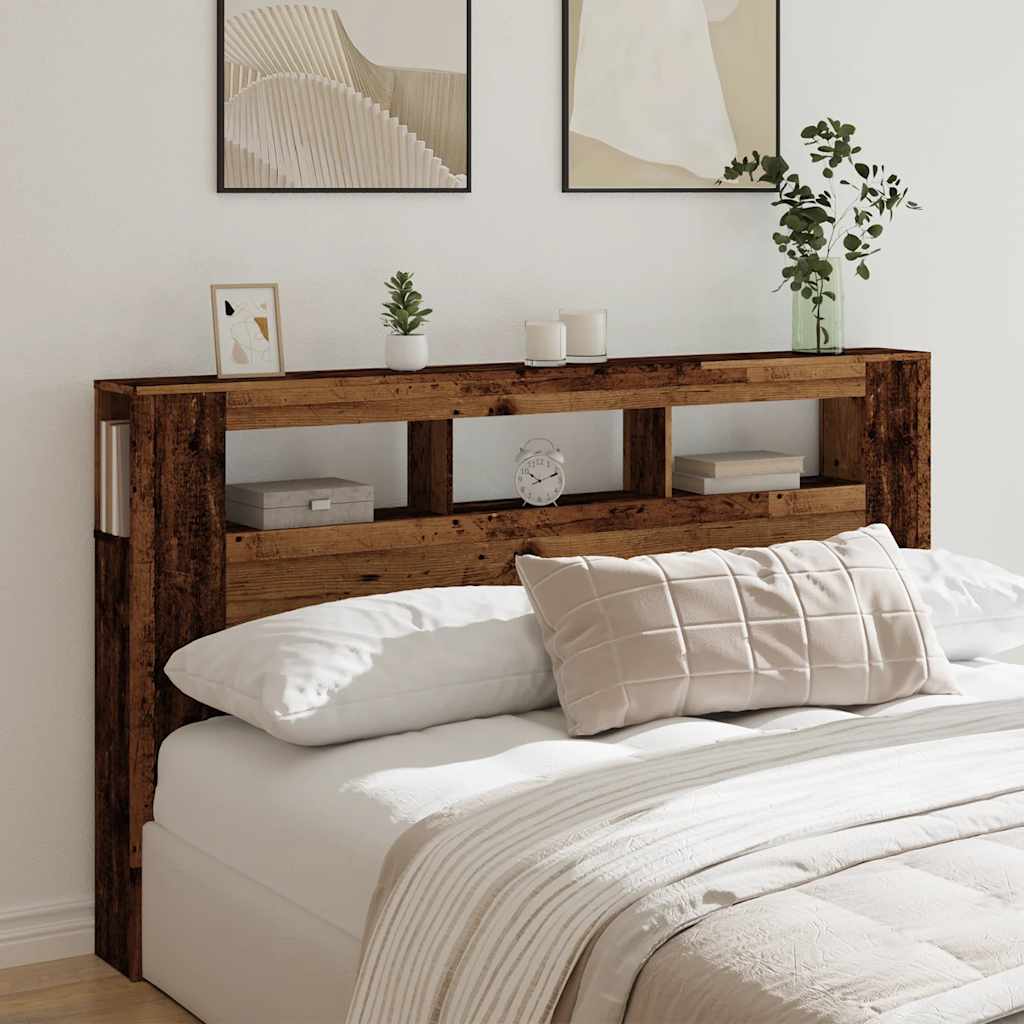Cabeceira c/ leds 180x18,5x103,5cm deriv. madeira madeira velha
