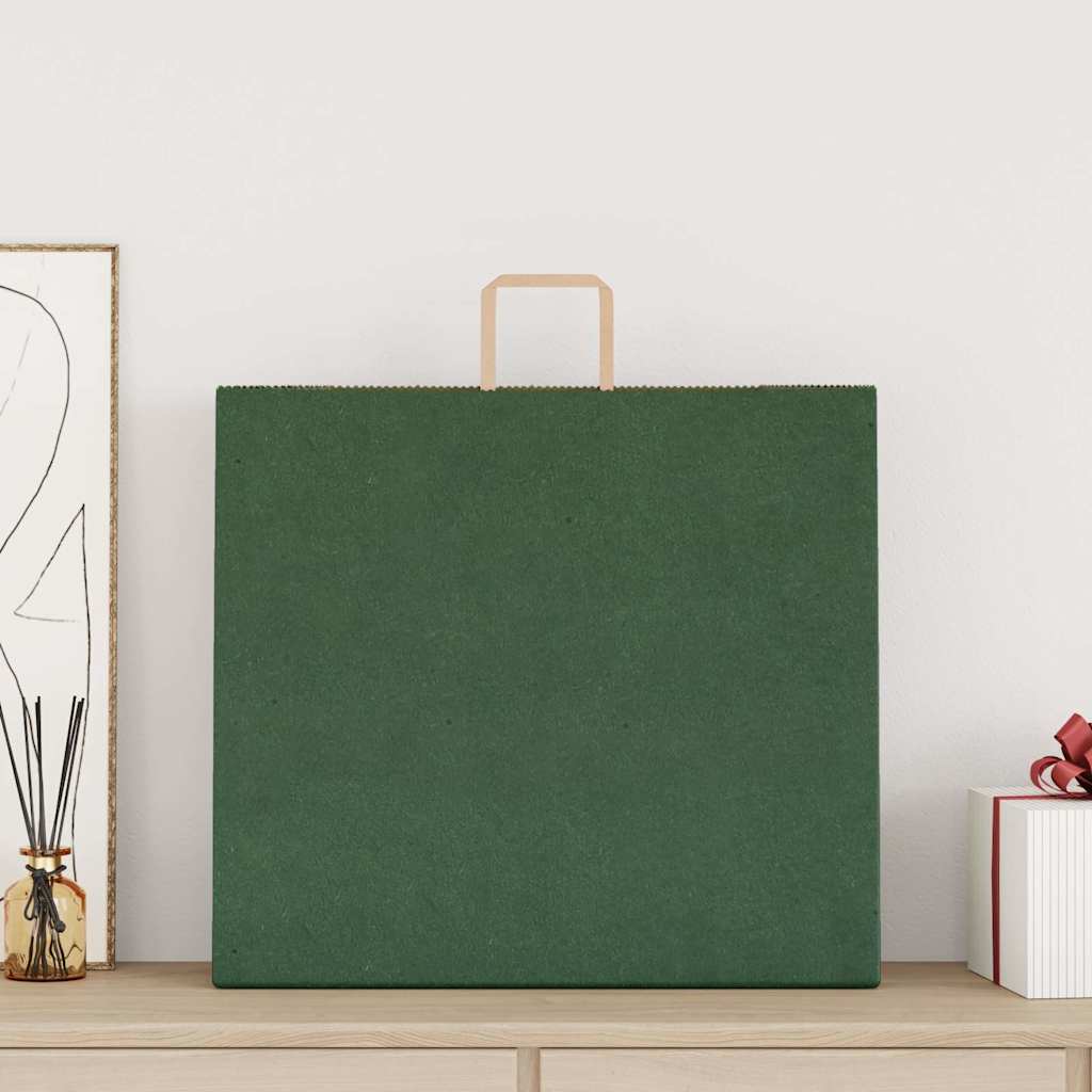 Sacos de papel 250 unid com alças verde 54x15x49 cm