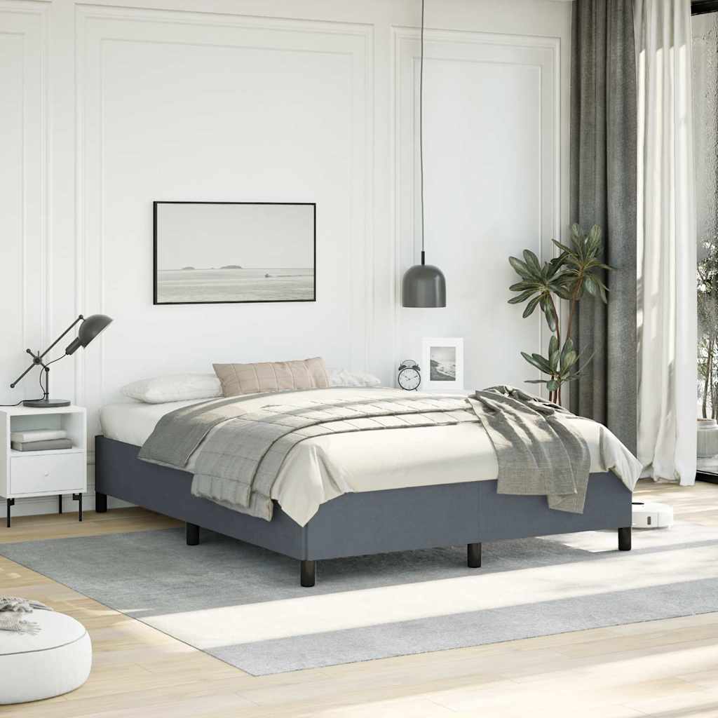 Estrutura de cama sem colchão, cinza escuro, 137x190 cm, veludo