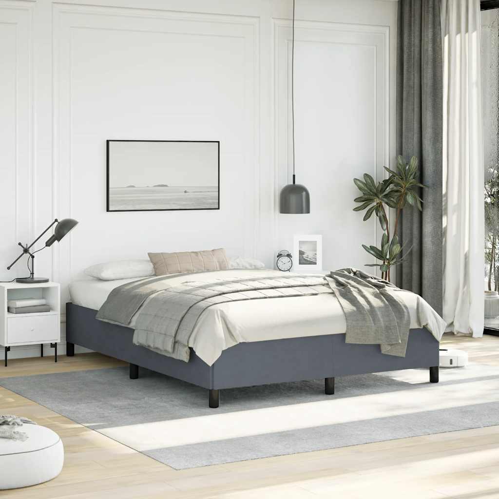 Estrutura de cama sem colchão, cinza escuro, 137x190 cm, veludo