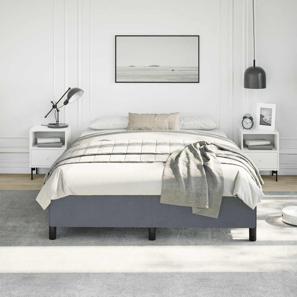 Estrutura de cama sem colchão, cinza escuro, 137x190 cm, veludo