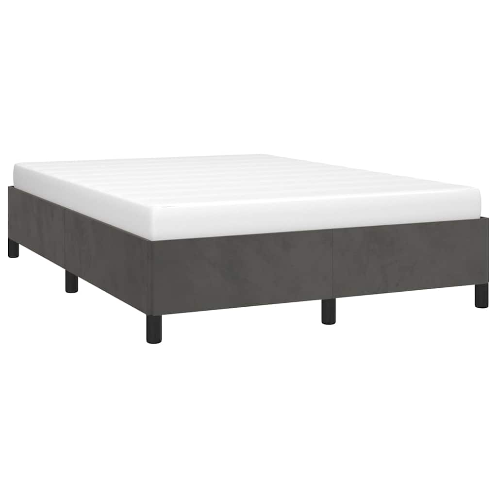 Estrutura de cama sem colchão, cinza escuro, 137x190 cm, veludo