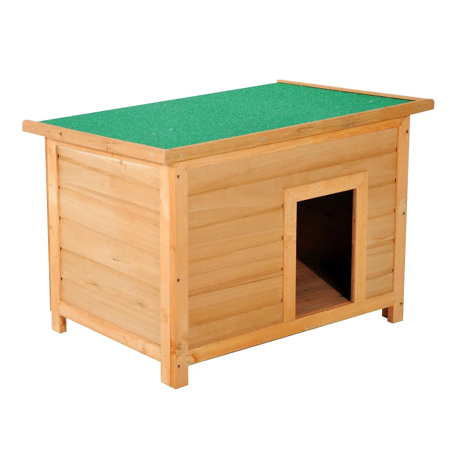 Casa para cães de madeira casa para animais de estimação elevada com teto asfáltico abatível impermeável e 4 pés antiderrapantes 82x58x58cm madeira