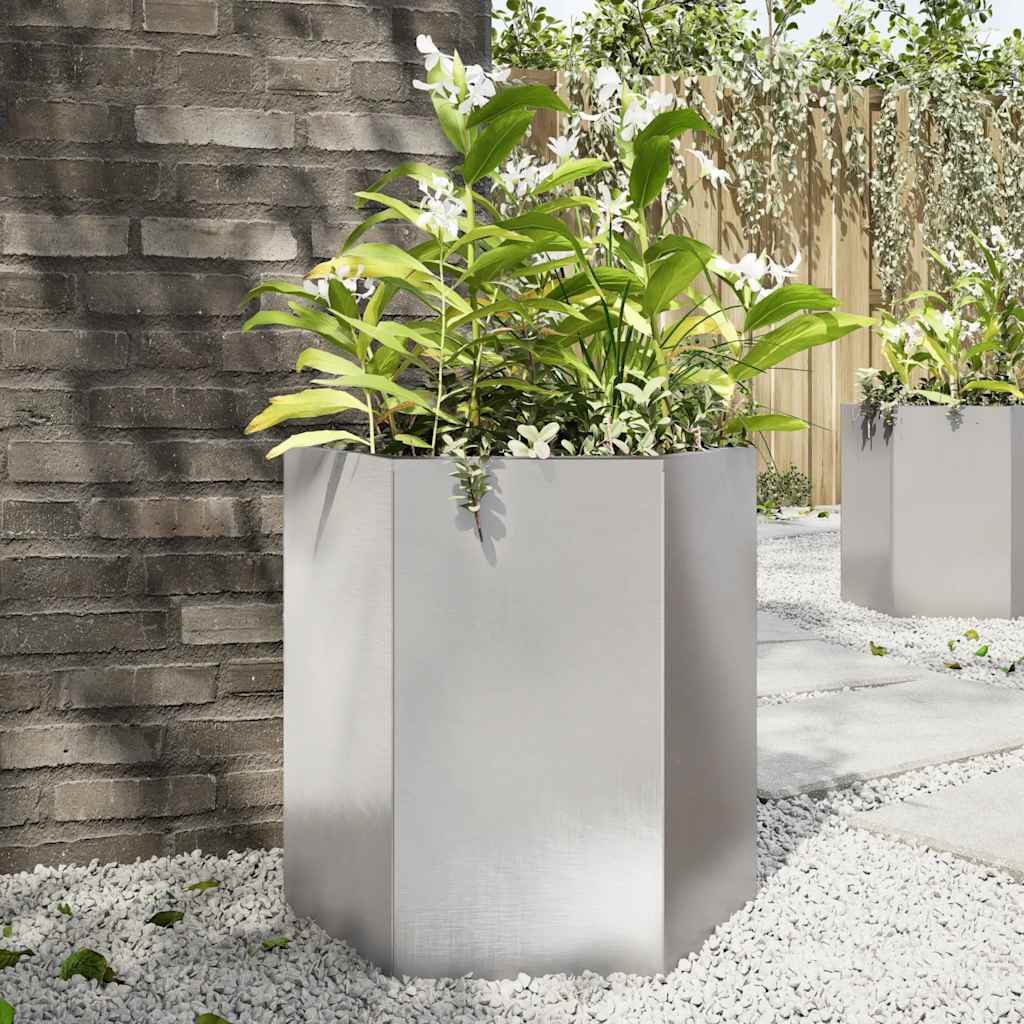 Vaso/floreira de jardim hexagonal 46x40x45 cm aço inoxidável