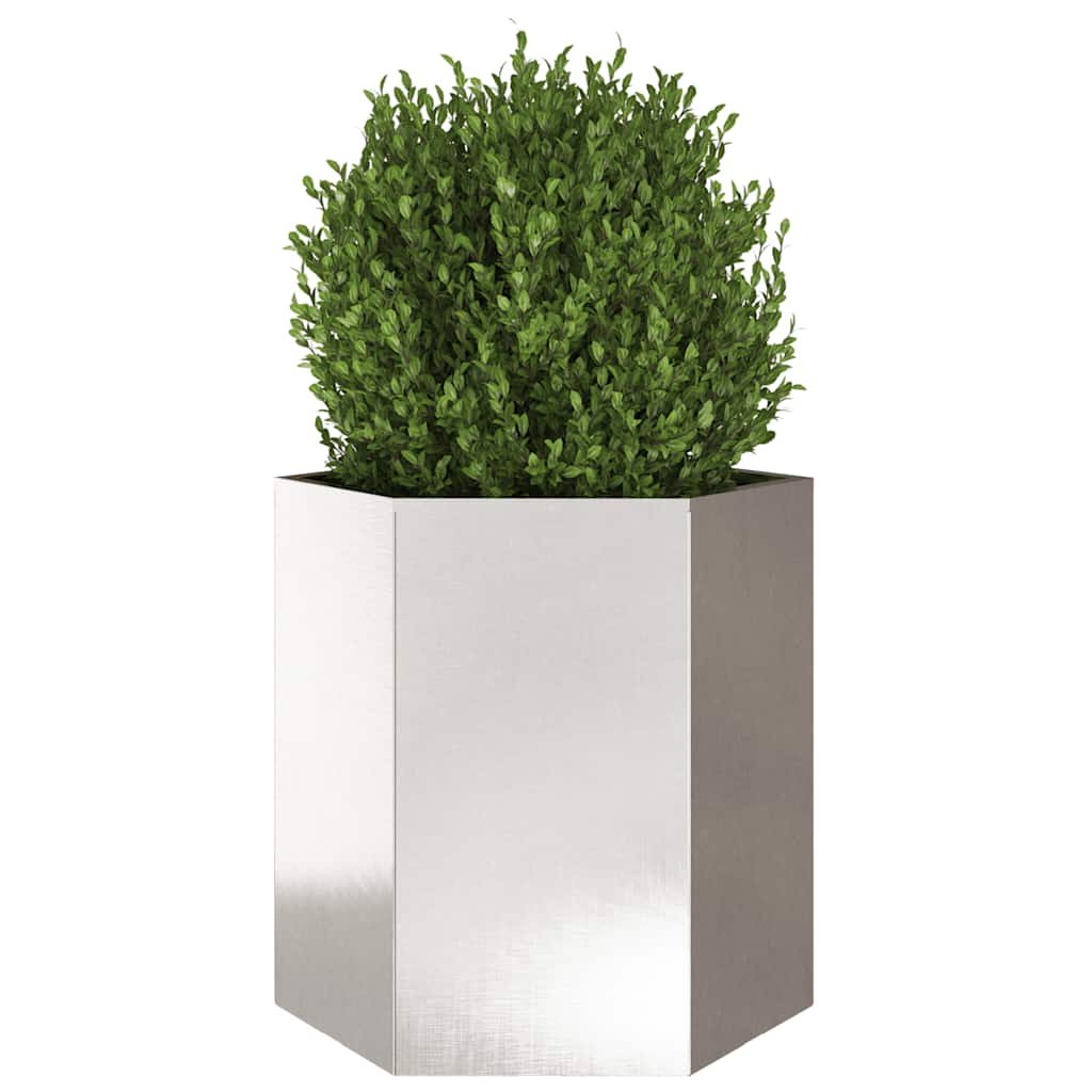 Vaso/floreira de jardim hexagonal 46x40x45 cm aço inoxidável