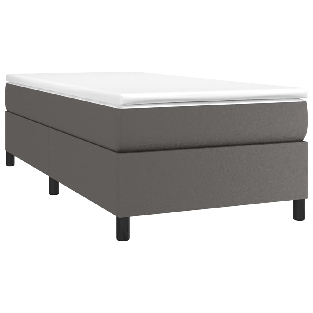 Estrutura de cama com molas 90x190 cm couro artificial cinzento
