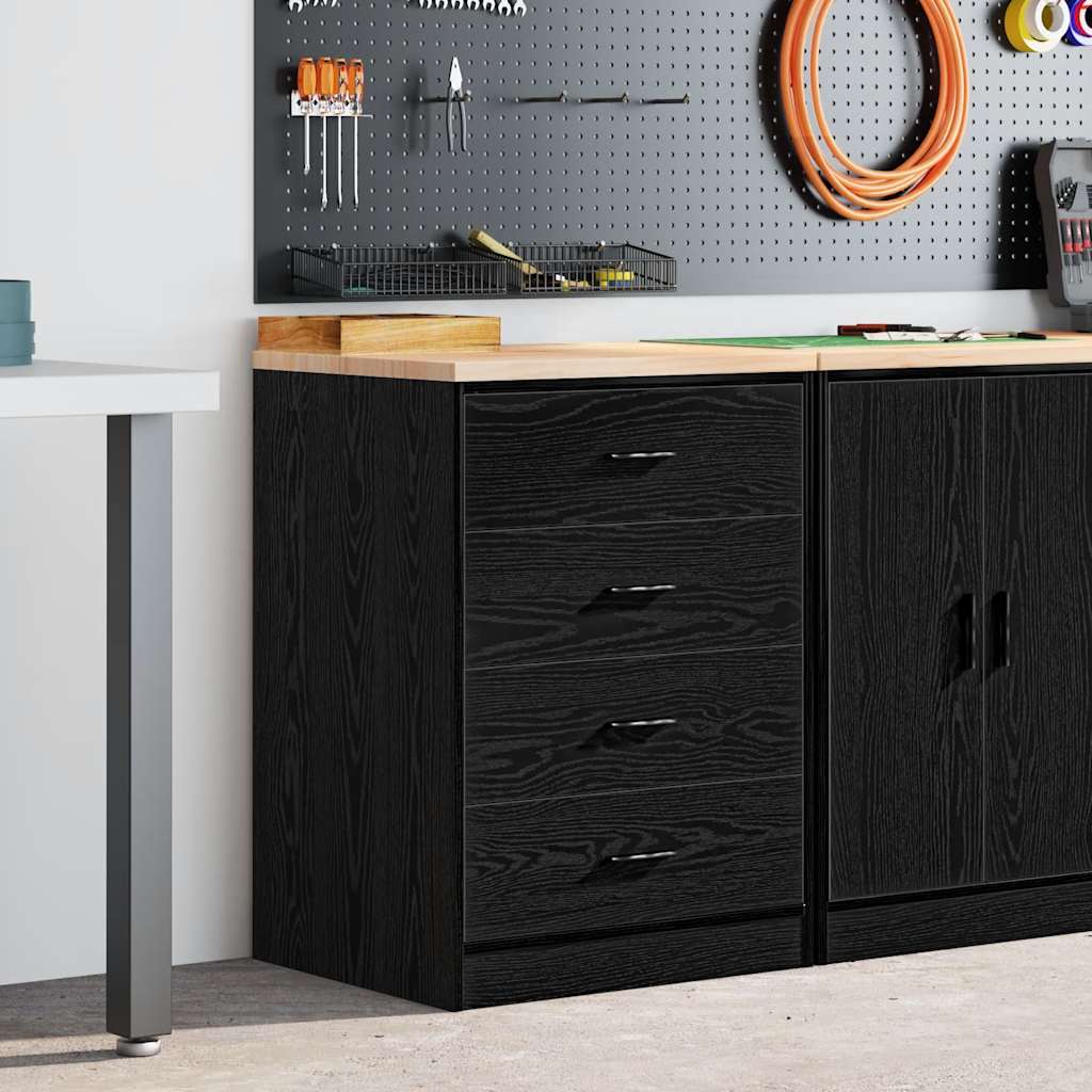 Armário de arrumação de garagem preto 60x51x85 cm