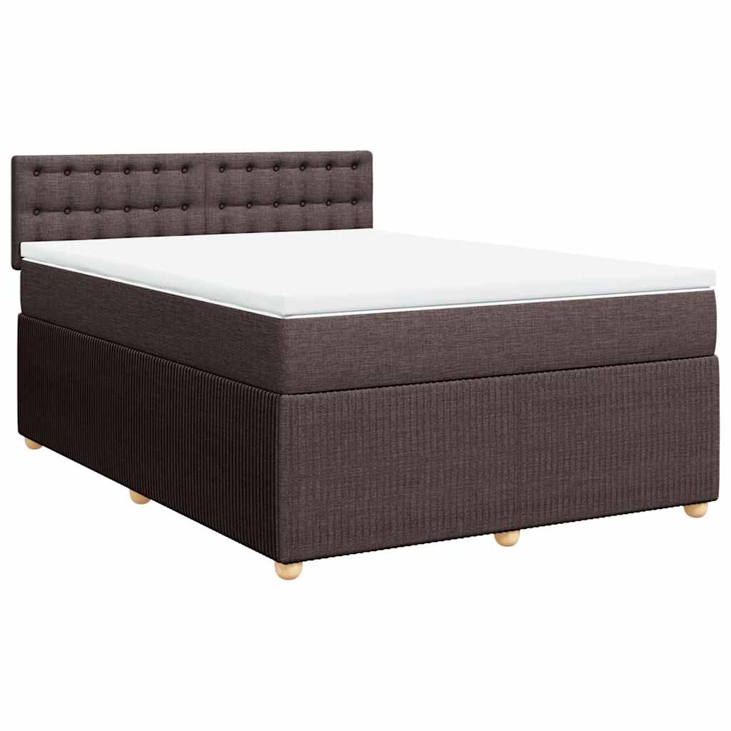 Cama com molas/colchão 140x190 cm tecido castanho-escuro