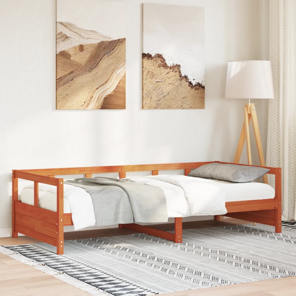 Sofá-cama sem colchão 90x200 cm pinho maciço castanho-mel