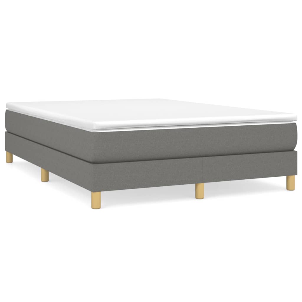 Estrutura de cama com molas 140x200 cm tecido cinzento-escuro