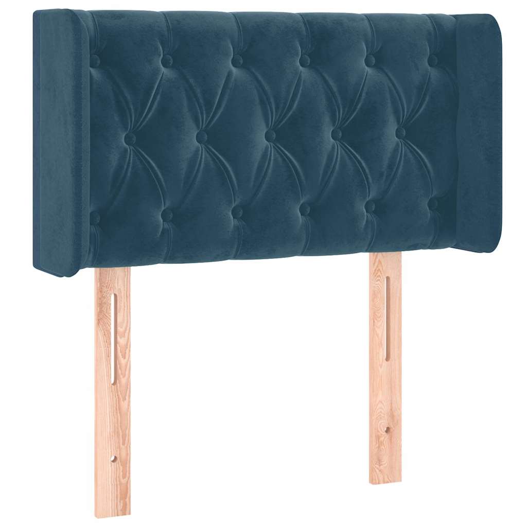Cabeceira de cama c/ luzes LED veludo 83x16x78/88cm azul-escuro