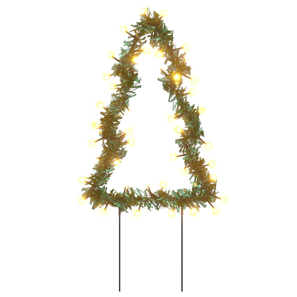 Decoração árvore de natal c/ luz e estacas 3 pcs 50 leds 30 cm