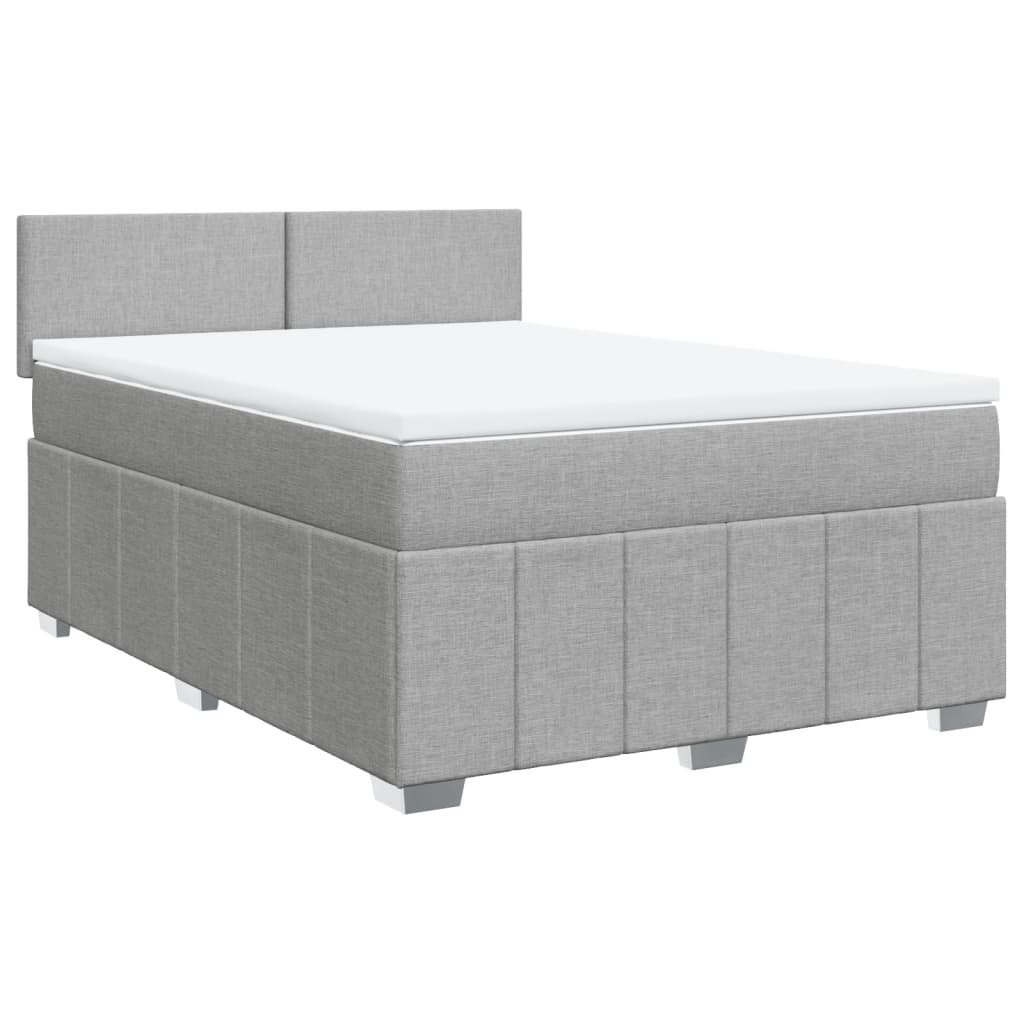 Cama com molas/colchão 140x190 cm tecido cinzento-claro