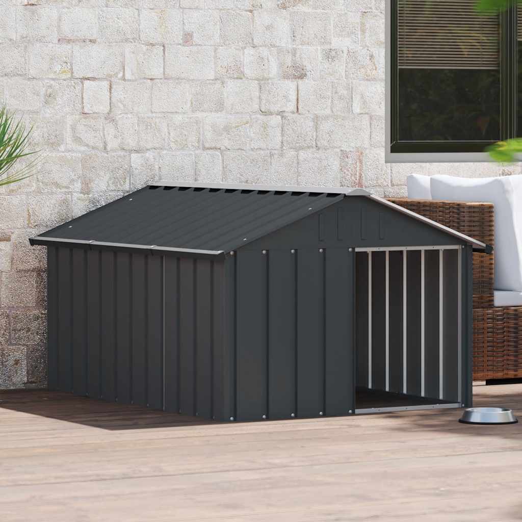 Casota para cães 116,5x153x81,5 cm aço galvanizado antracite
