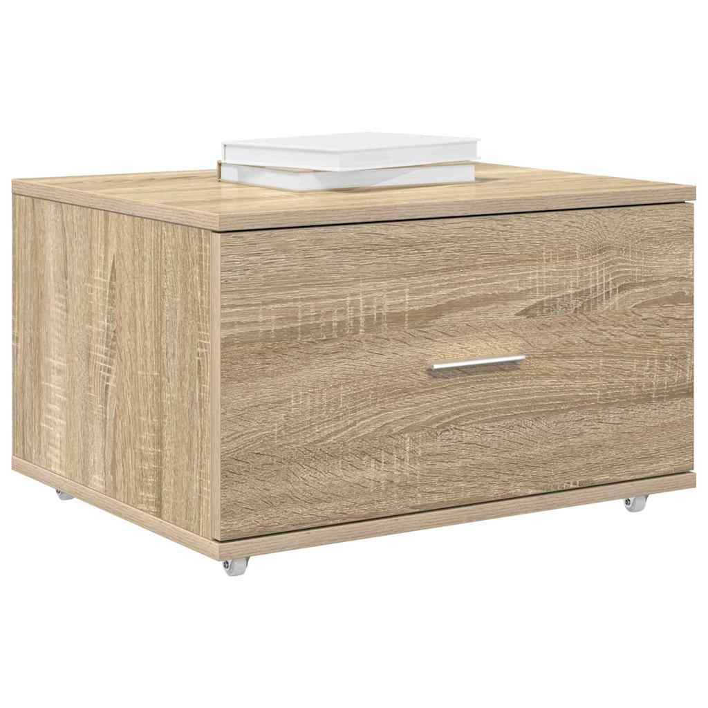 Gabinete de gavetas com roda carvalho sonoma 55 x 45 x 31 cm