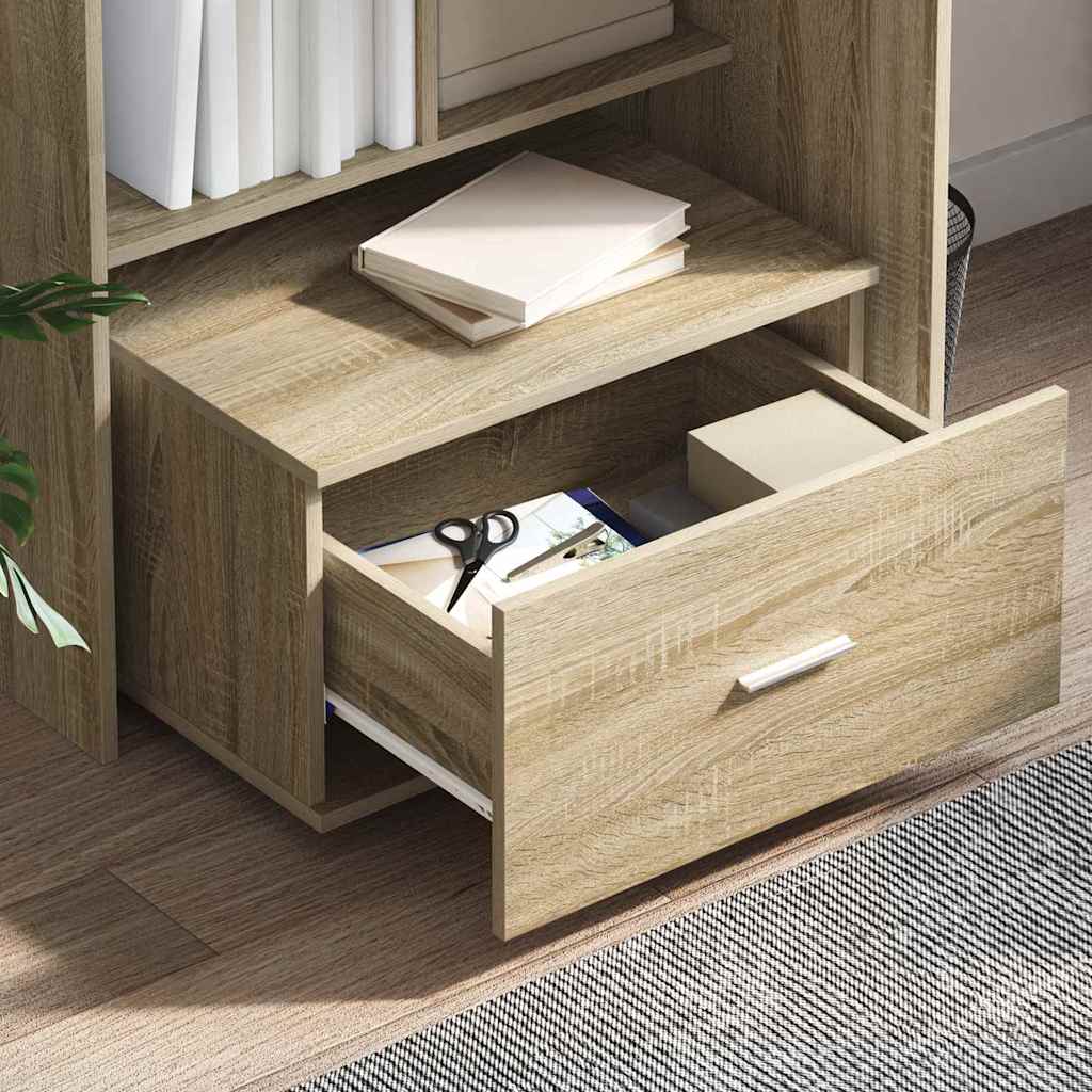 Gabinete de gavetas com roda carvalho sonoma 55 x 45 x 31 cm