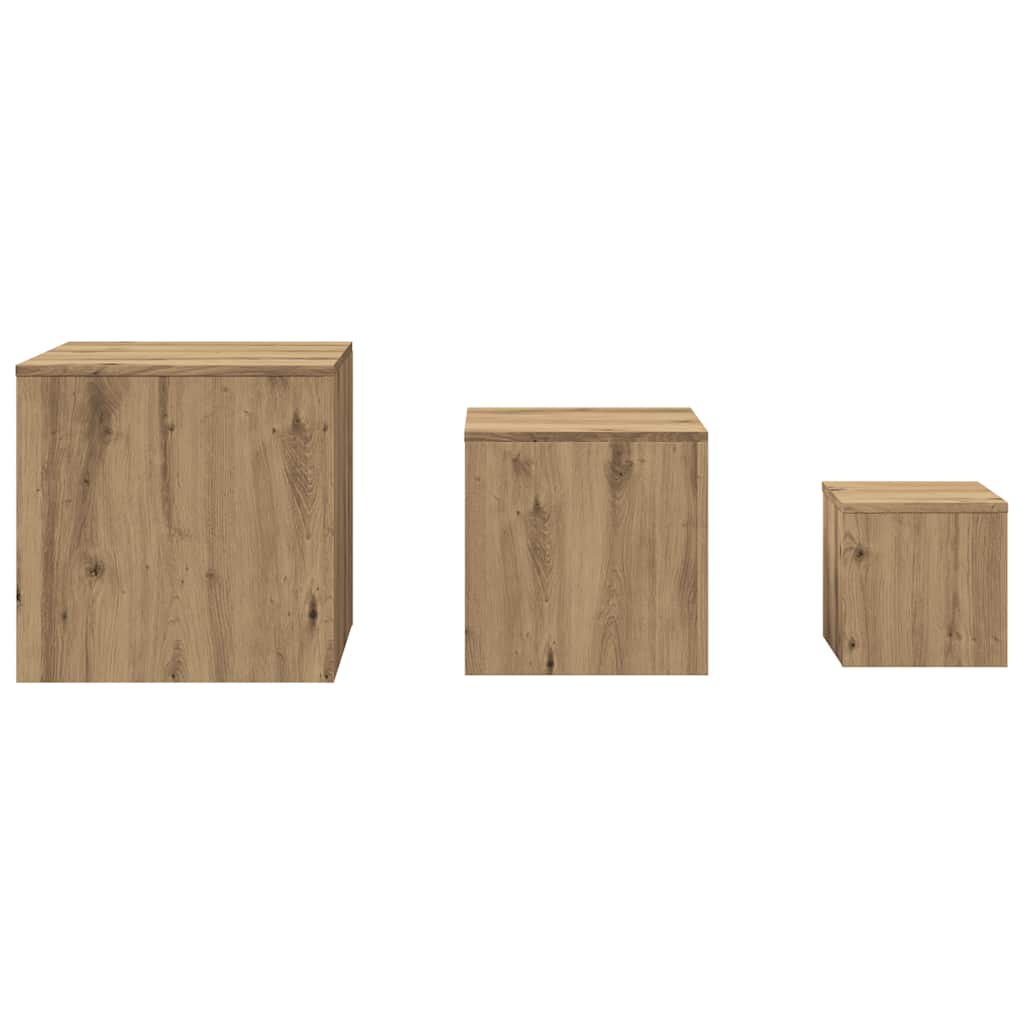 Mesas de apoio 3 pcs derivados madeira cor carvalho artisiano
