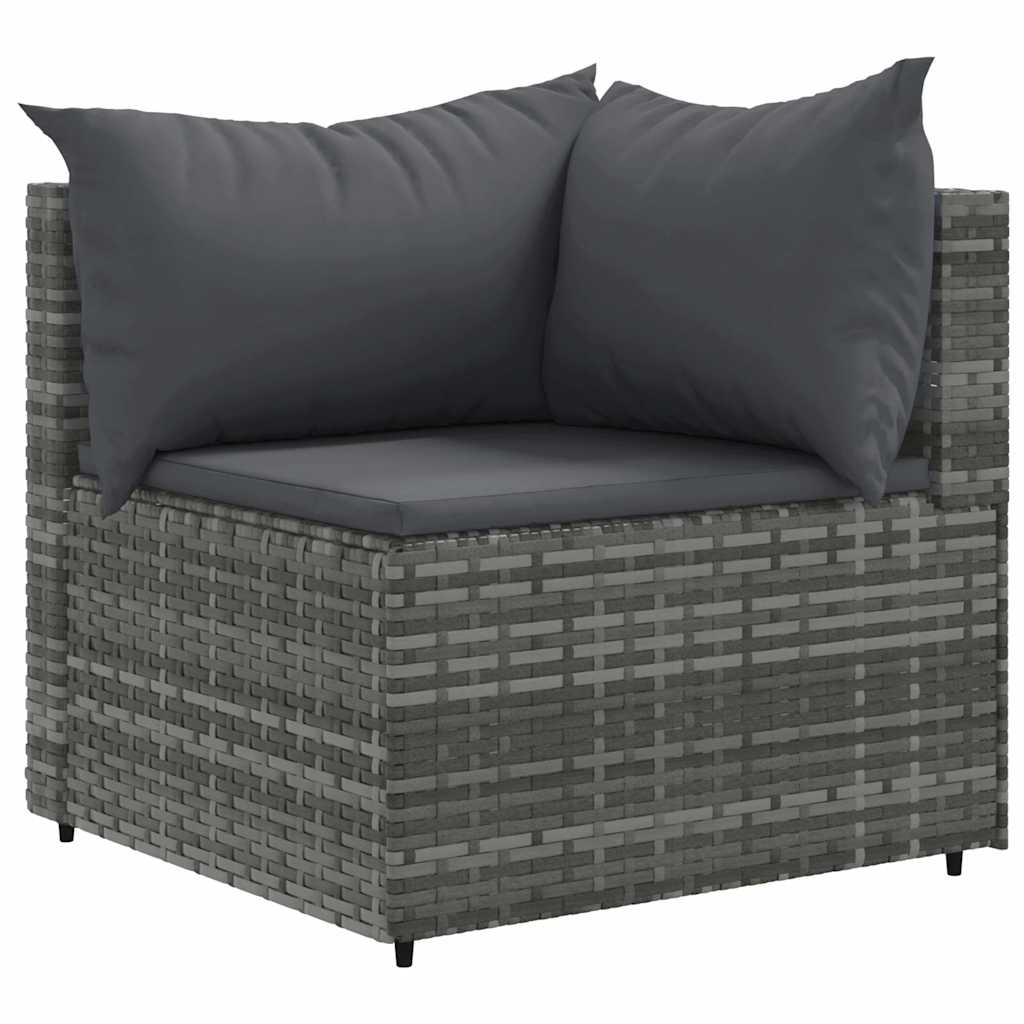 6 Pcs conjunto lounge de jardim c/ almofadões vime PE cinzento