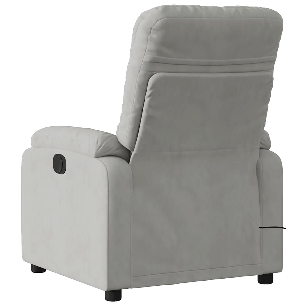 Poltrona de massagens reclinável tecido microfibra cinza-claro
