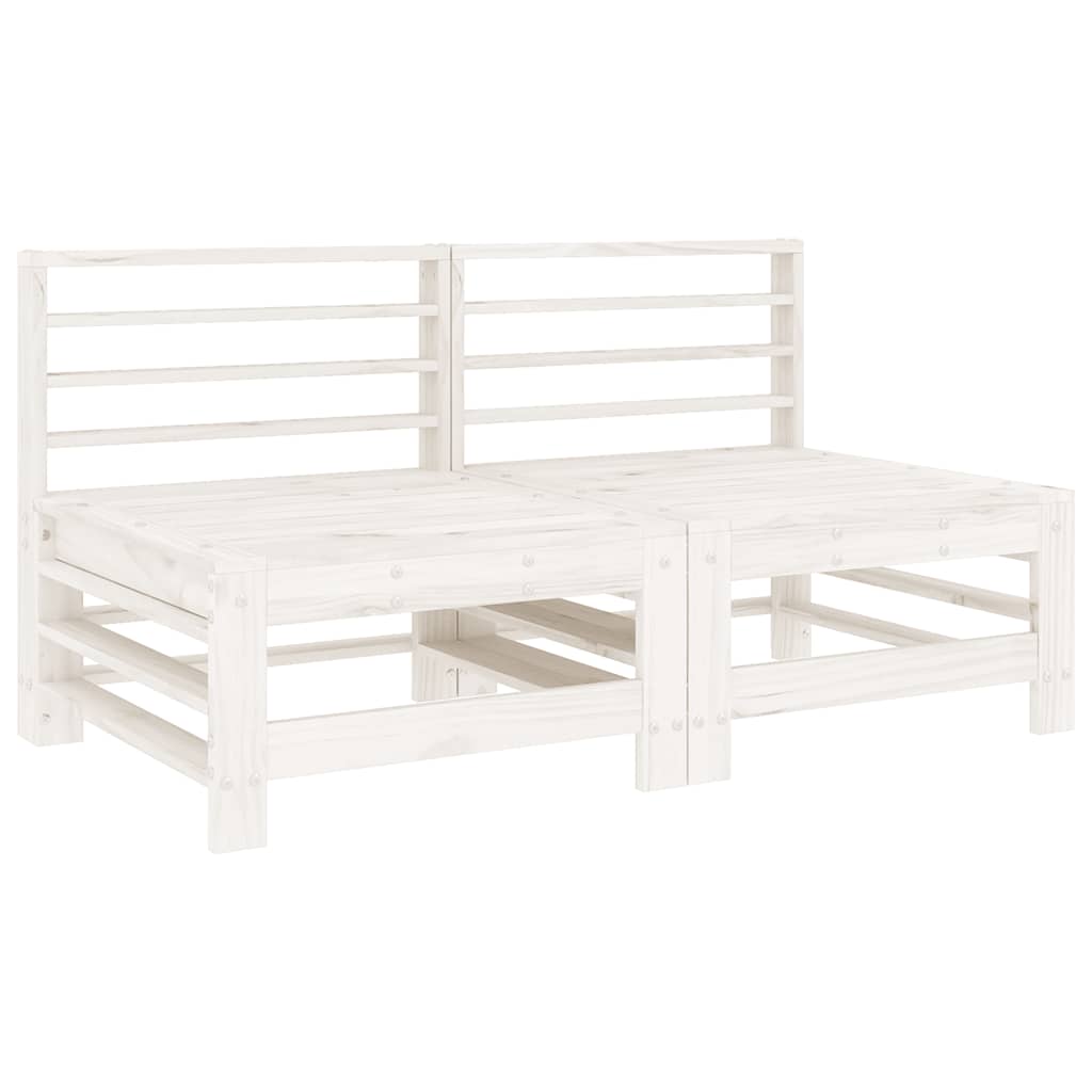 7 Pcs conjunto lounge de jardim pinho maciço branco