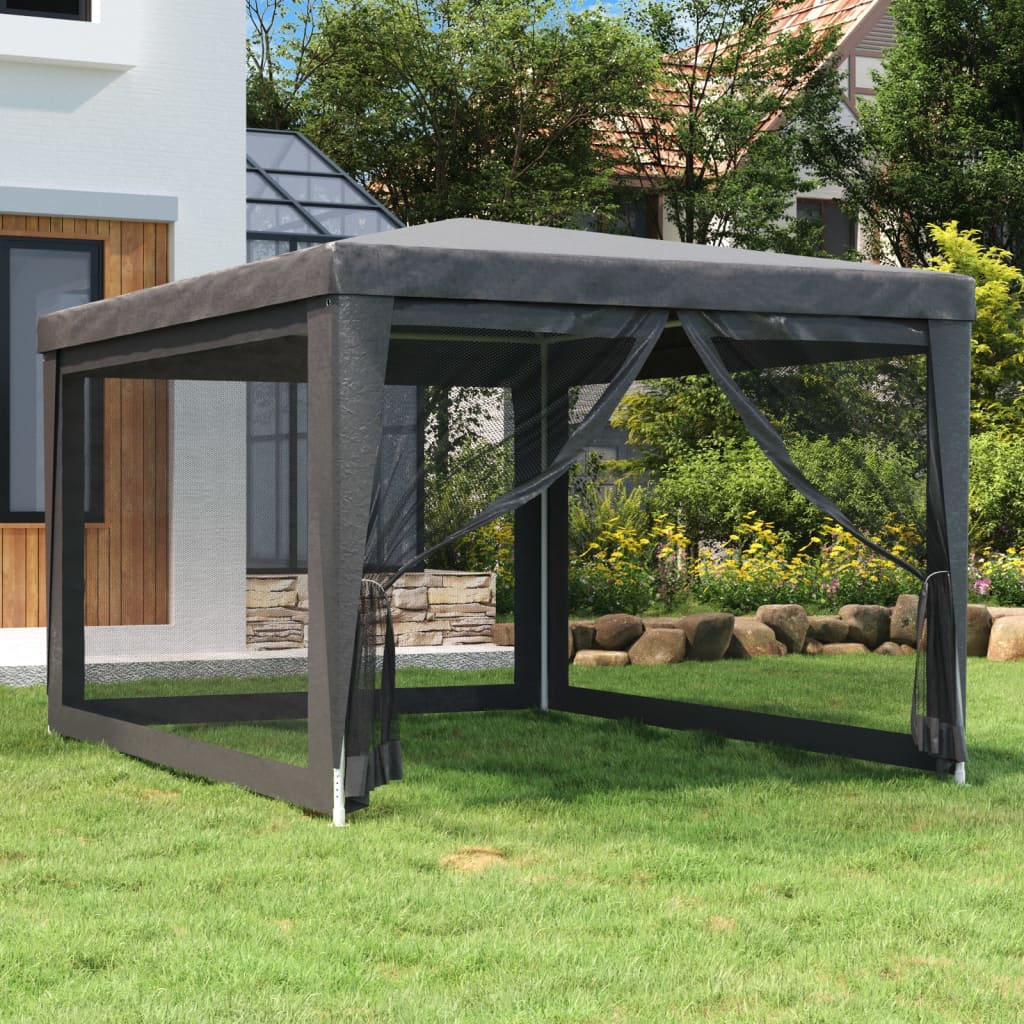 Tenda festas c/ 4 paredes laterais em rede 3x4 m pead antracite