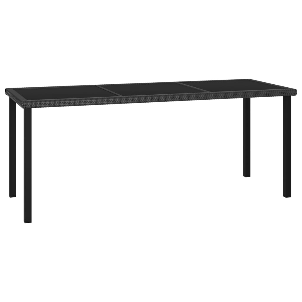7 Pcs conjunto de jantar para jardim vime PE preto