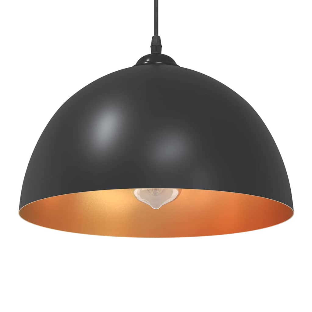 Candeeiros suspensos 2 pcs altura ajustável e27 preto ø 30 cm