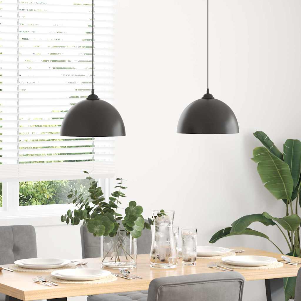 Candeeiros suspensos 2 pcs altura ajustável e27 preto ø 30 cm