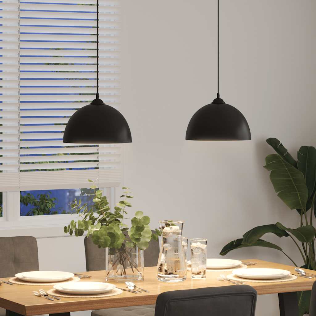 Candeeiros suspensos 2 pcs altura ajustável e27 preto ø 30 cm