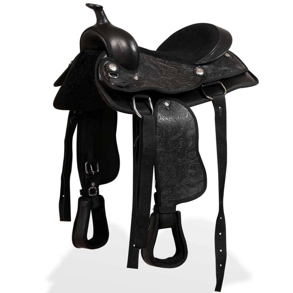 Sela western, cabresto e peitoral em couro genuíno 13" preto