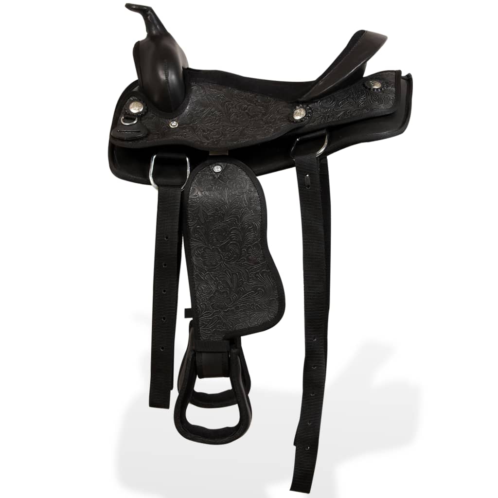 Sela western, cabresto e peitoral em couro genuíno 13" preto