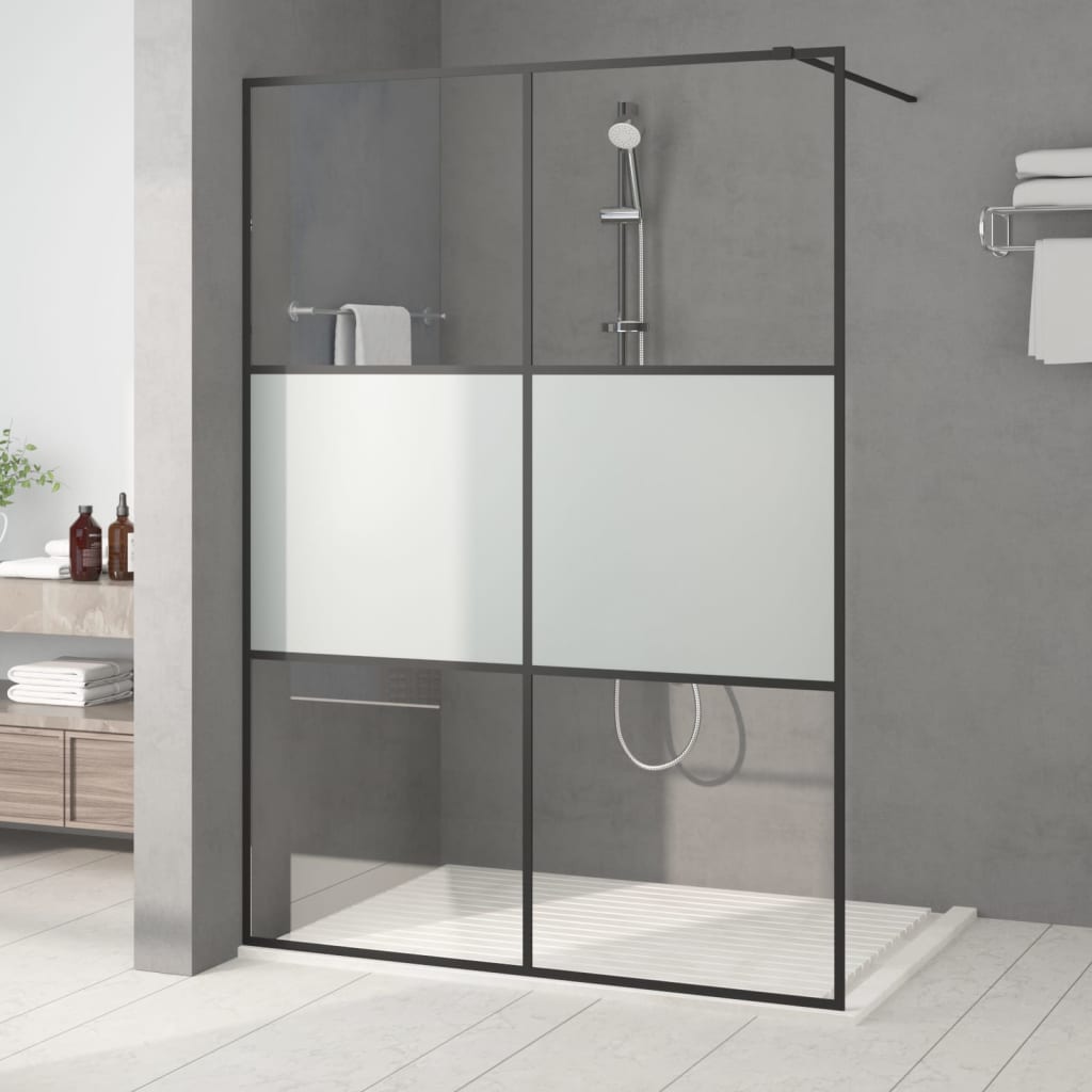 Divisória de chuveiro 140x195 cm vidro semiopaco esg preto