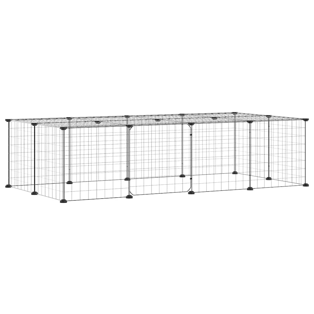 Gaiola p/ animais de 20 painéis c/ porta 35x35 cm aço preto