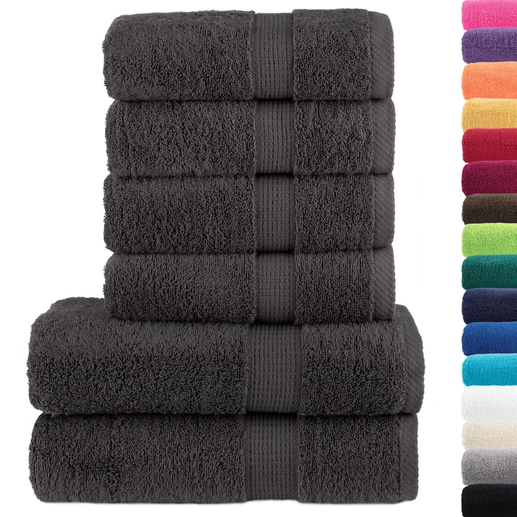 6Pcs conjunto toalhas banho premium solund 600gsm antracite