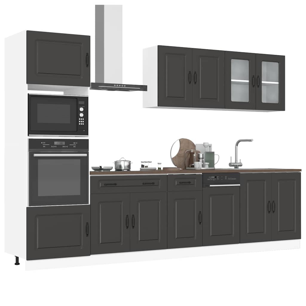 7 Peças armário de cozinha conjunto kalmar preto