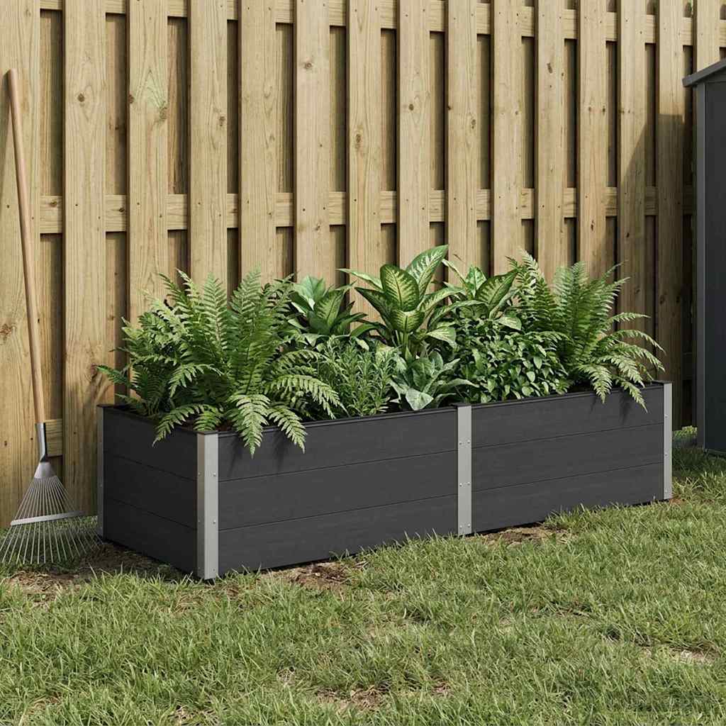 Canteiro de jardim elevado preto 250 x 100 x 54 cm