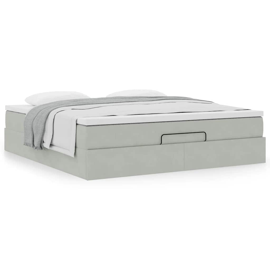 Estrutura de cama otomana com colchão 180x200 cm cinzento claro